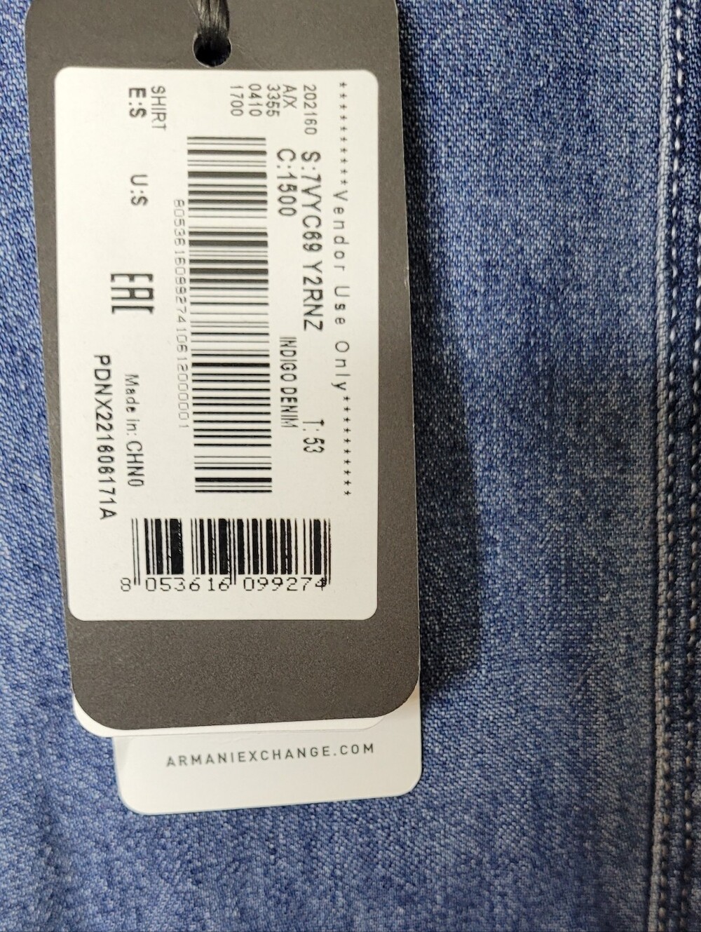 Armani Exchange Denim Button Up Shirt NWT - Picture 8 of 11